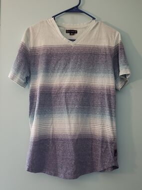 Ocean Current Men's Blue Gradient Stripe V-Neck Tee